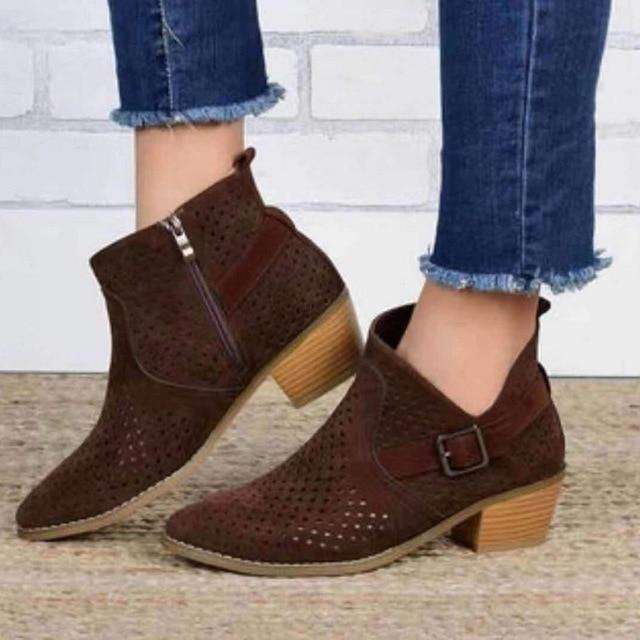 Chunky Zippers Ankle High Boots