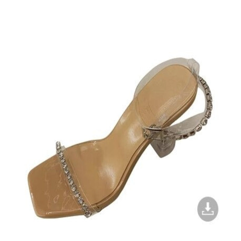 Crystal Diamond Square Toe Slippers