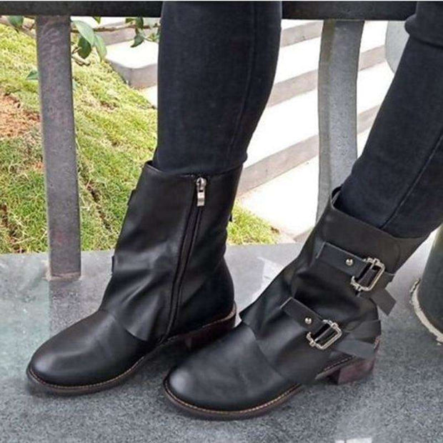 Draped Double Buckle Boot