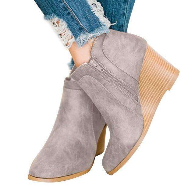 Thick Heeled Low Cut Boot