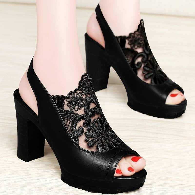 Women Peep Toe Sandals Mesh