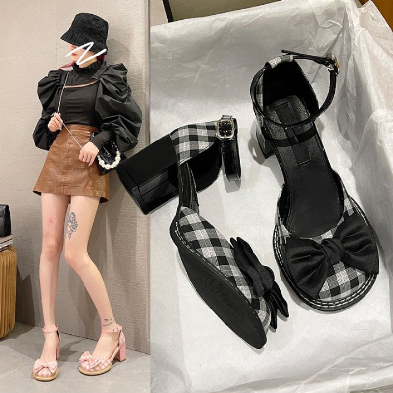 Women's Open Peep Toe Bowknot High Heels