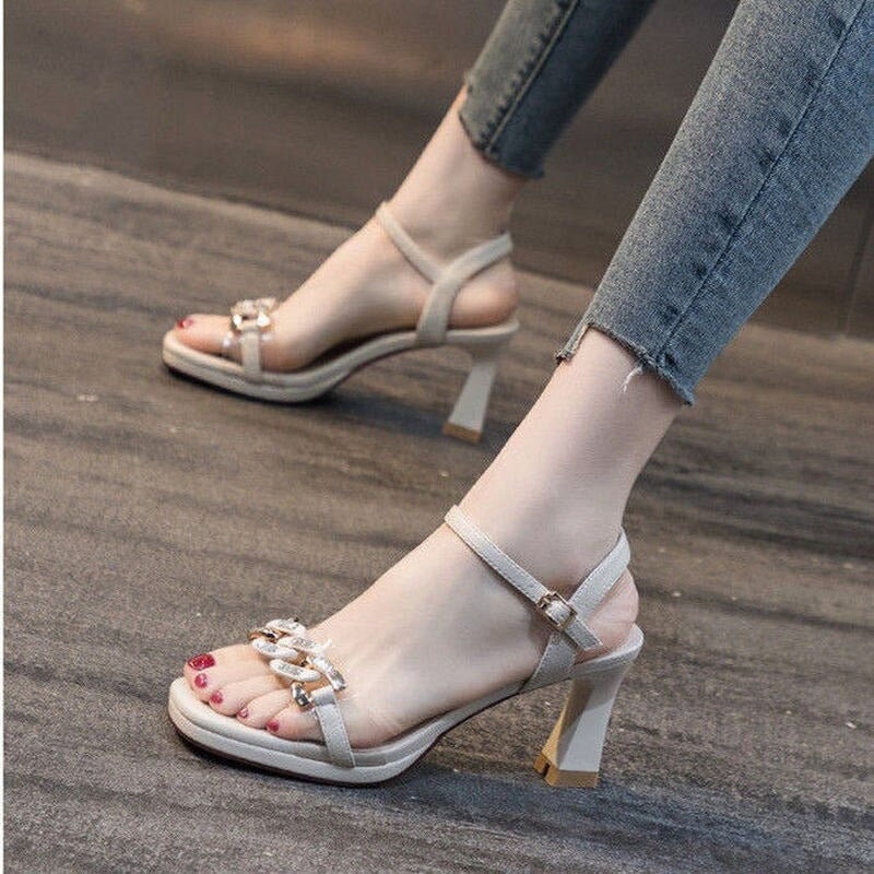 Woman High-Heeled Rhinestone Plastic