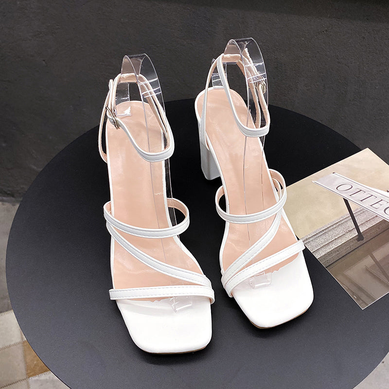 Women Square Toe Thin Belt Sandals