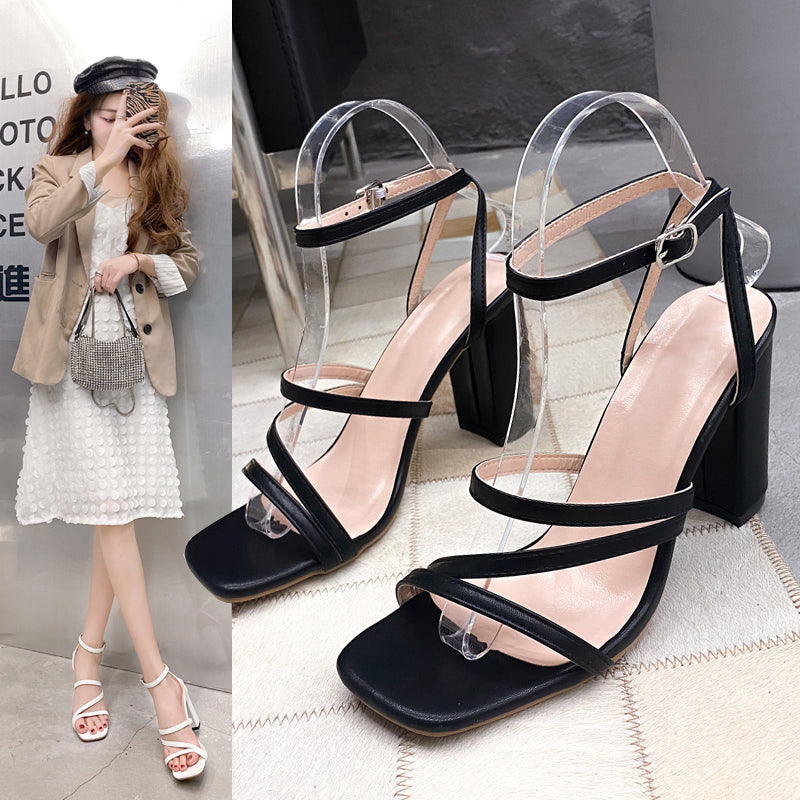 Women Square Toe Thin Belt Sandals