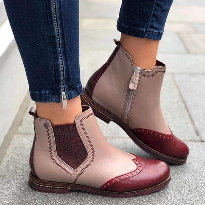 Vintage Side Stitched Zipper Boot