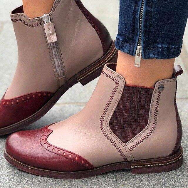 Vintage Side Stitched Zipper Boot