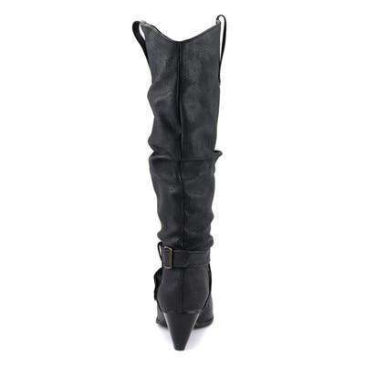 Knee High Crinkle Heeled Boots