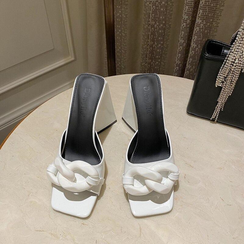 Pleated High Heels Women's Slippers