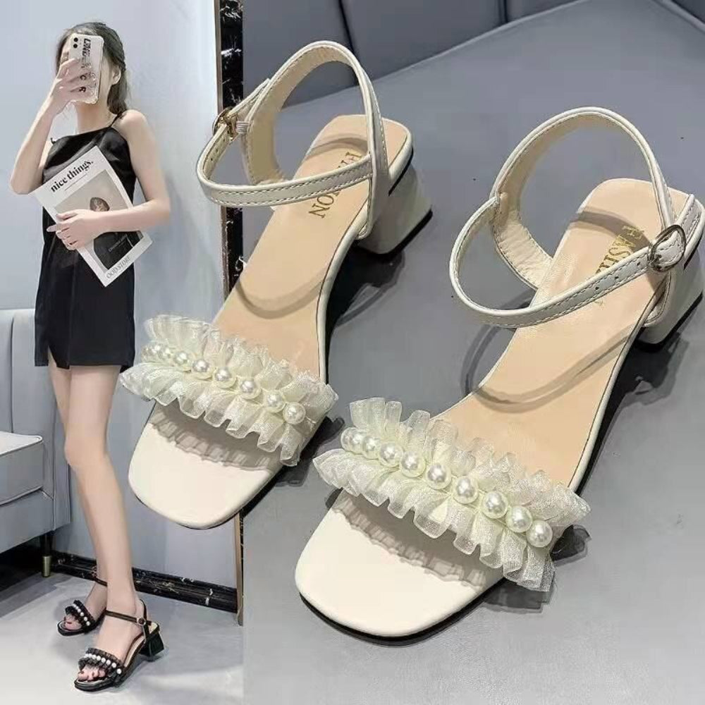 Fashion Square Crystal Heels