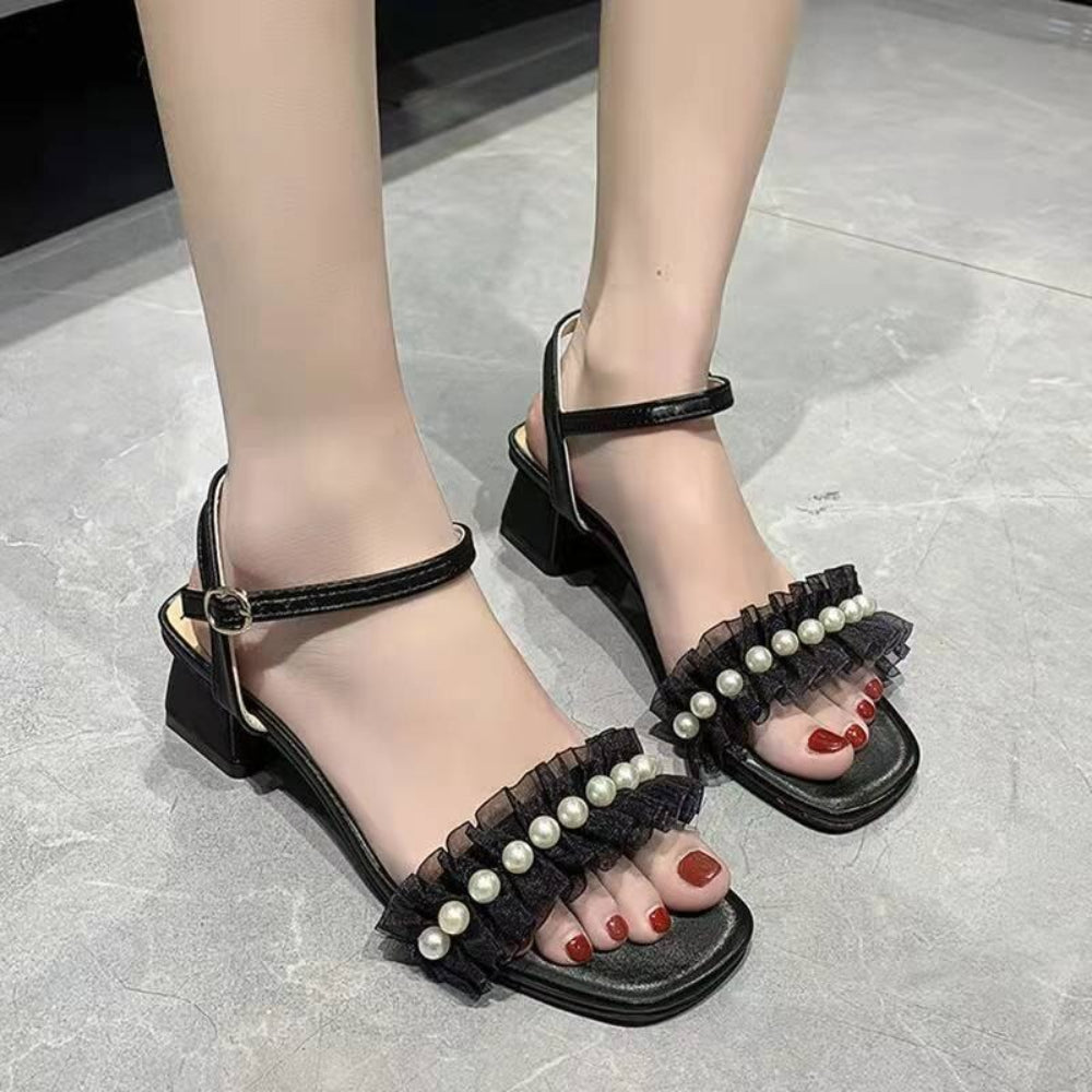 Fashion Square Crystal Heels