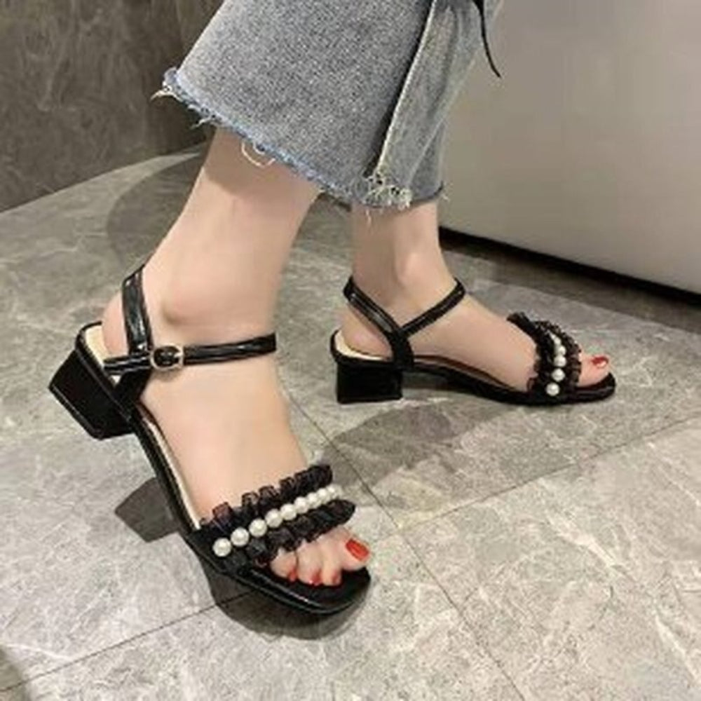 Fashion Square Crystal Heels