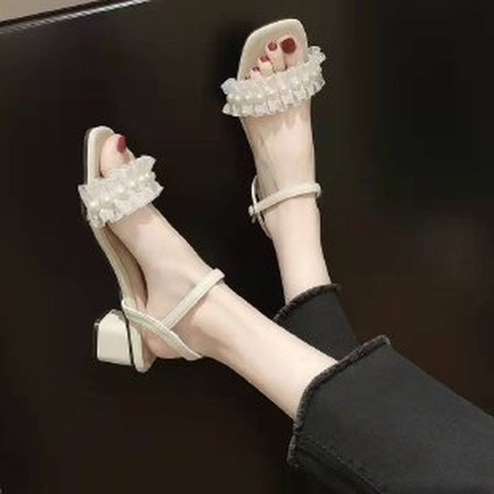 Fashion Square Crystal Heels