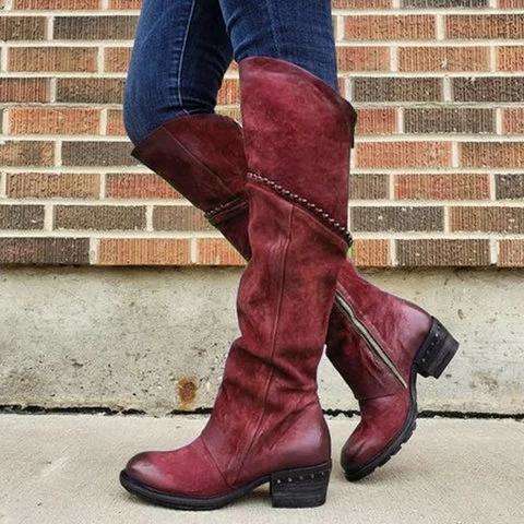 Winter Zipper Knee High Boots