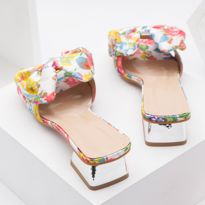 Square Toe Open Toe Bow Sandals