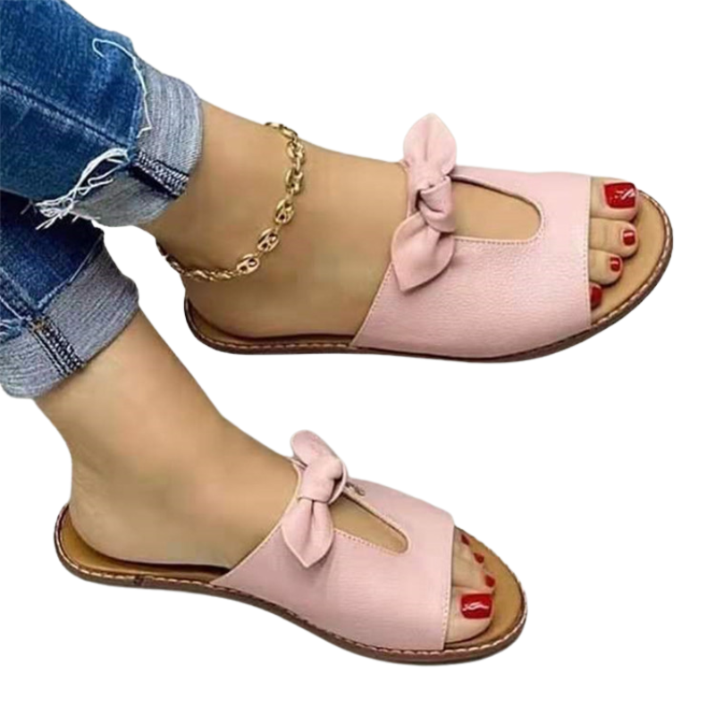 Women Leather Slippers Slides
