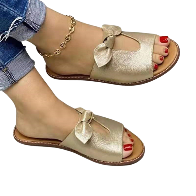 Women Leather Slippers Slides