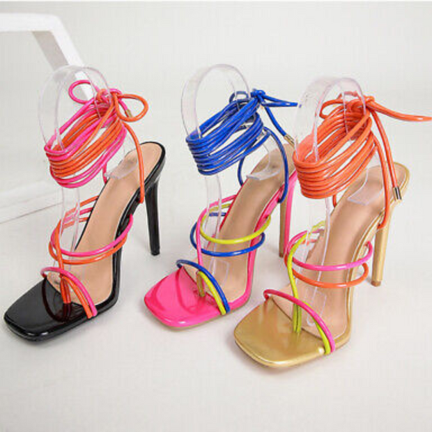 Summer Party Dress Heels Ankle Cross-Strap