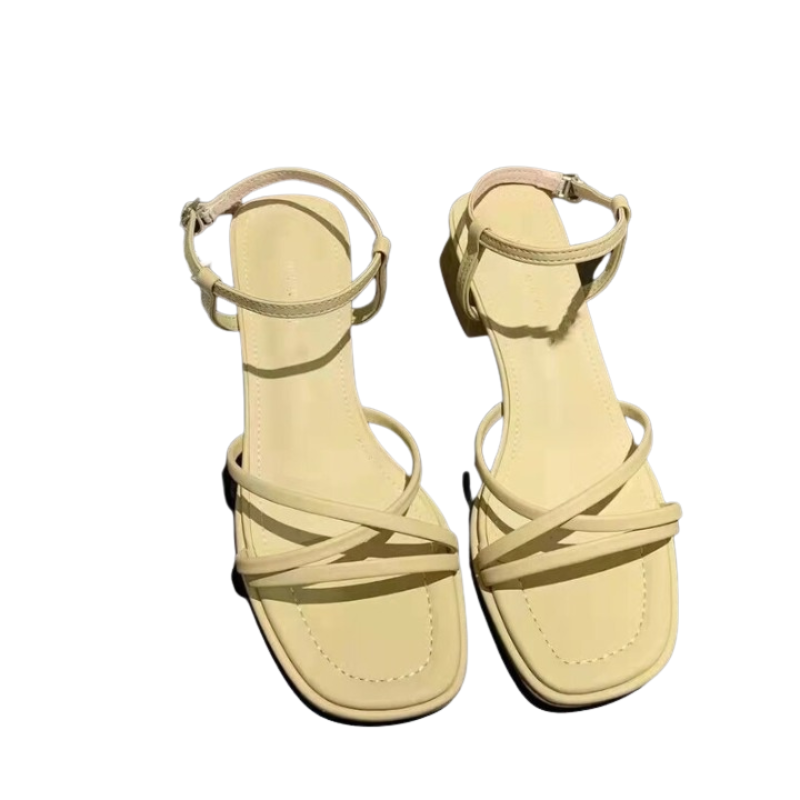Women Skinny Strap Square Heel Sandals
