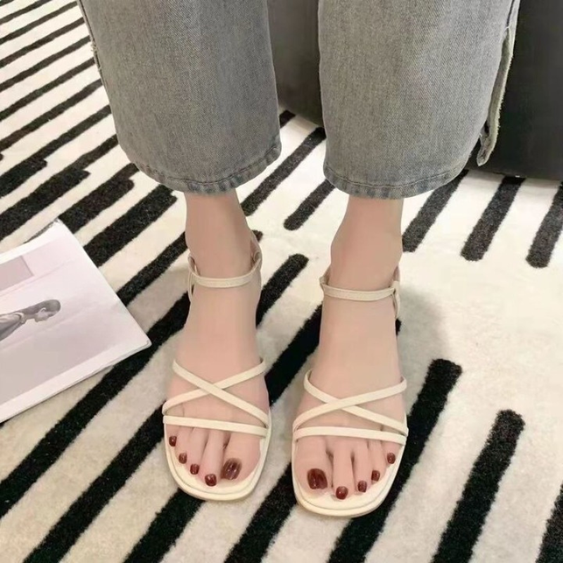 Women Skinny Strap Square Heel Sandals