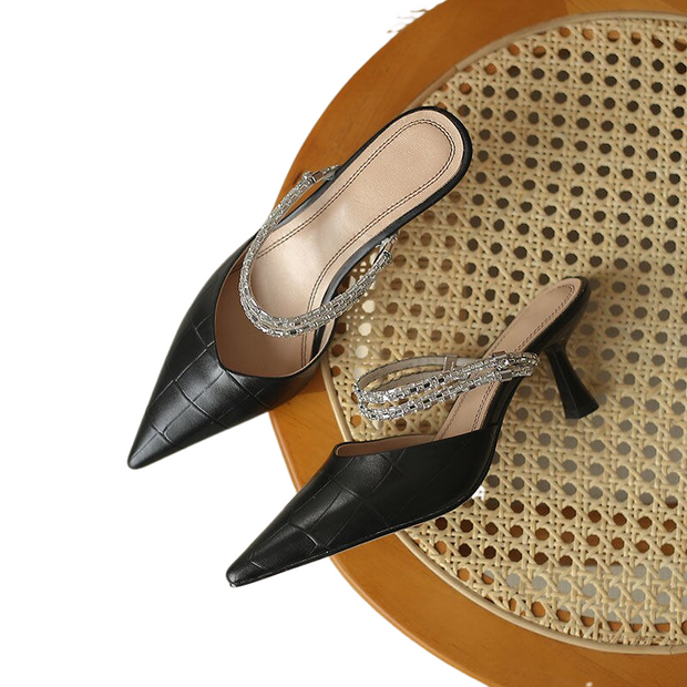 Women's Chain Belt Mules Stiletto