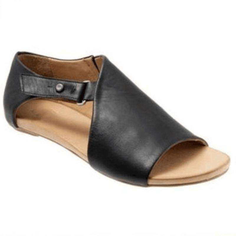 Leather Slip-On Buckle Up Sandals