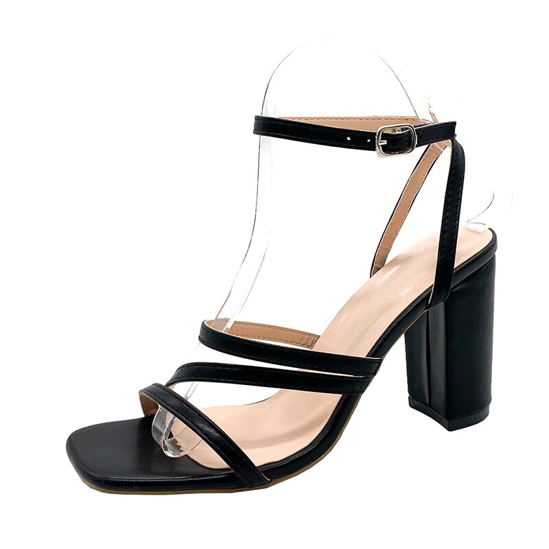 Women Square Toe Thin Belt Sandals