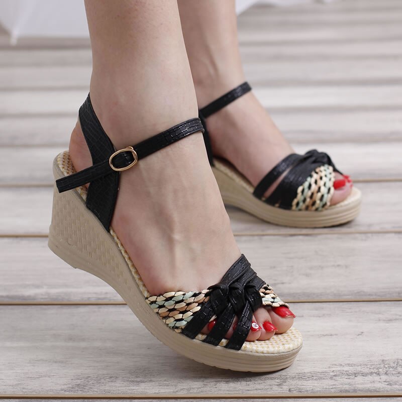 Cork Woven Platform Sandals