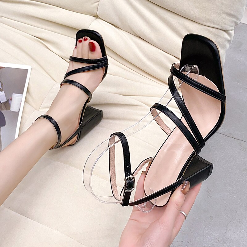 Women Square Toe Thin Belt Sandals