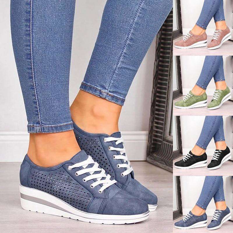 High Heel Lace Up Sneakers for Women