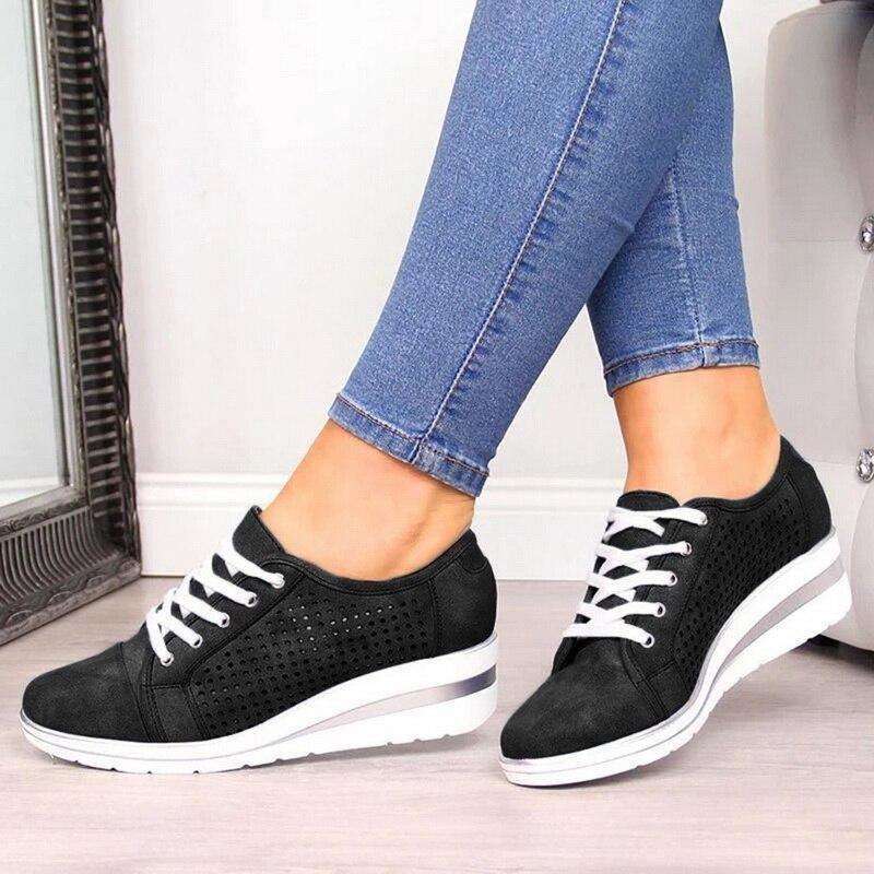 High Heel Lace Up Sneakers for Women