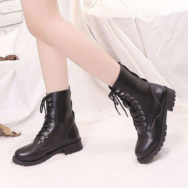 Winter Lace-up Black Boots