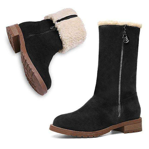 Suede Fleece Zipper Warm Snow Boots