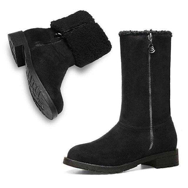 Suede Fleece Zipper Warm Snow Boots