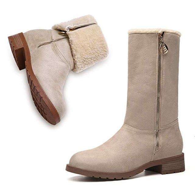 Suede Fleece Zipper Warm Snow Boots