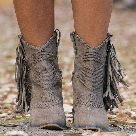 Fringe Leather Women Boots For Spring