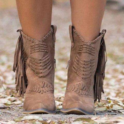 Fringe Leather Women Boots For Spring