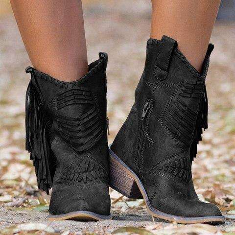 Fringe Leather Women Boots For Spring