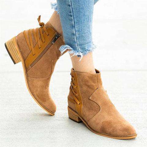 Back-Tied Suede Ankle Boots