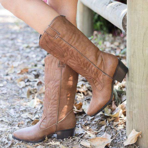 Basic Flock Leather Cowboy Boots