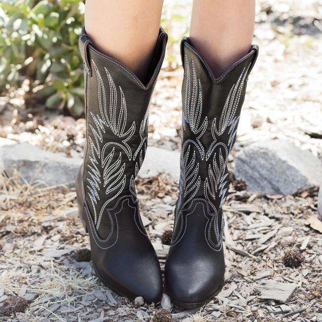 Basic Flock Leather Cowboy Boots