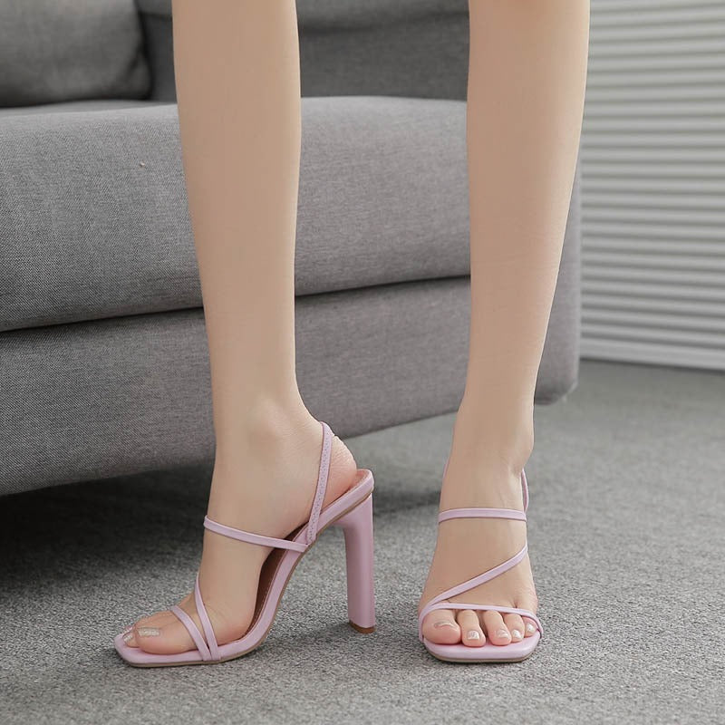 Women's Ankle Buckle Open Toe Cut Heel