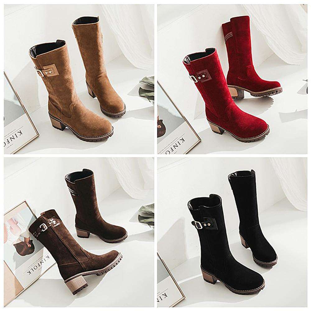 Plus Size High Gold Buckle Boots
