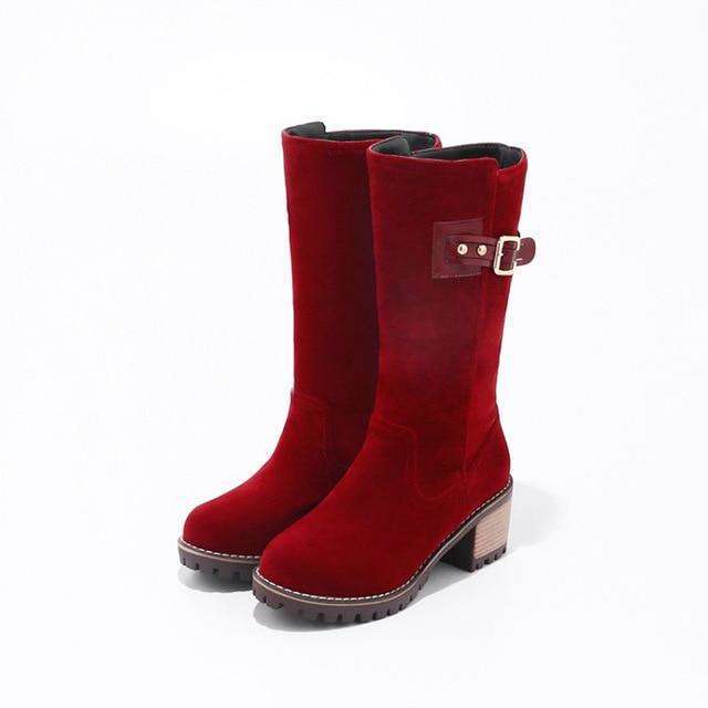 Plus Size High Gold Buckle Boots