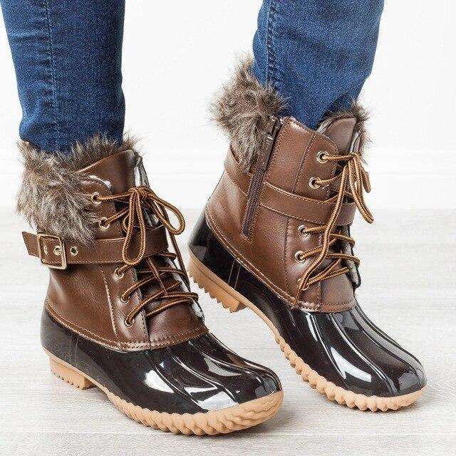 Plush Shiny Leather Women's Boots