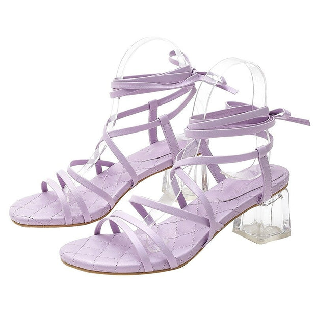 Women's Gladiator Cross-Tied Purple Heels
