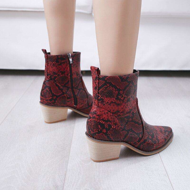 Leather Snake Reptile Print Boots