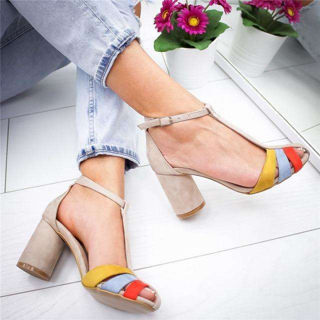 Colored Strap Line Heels