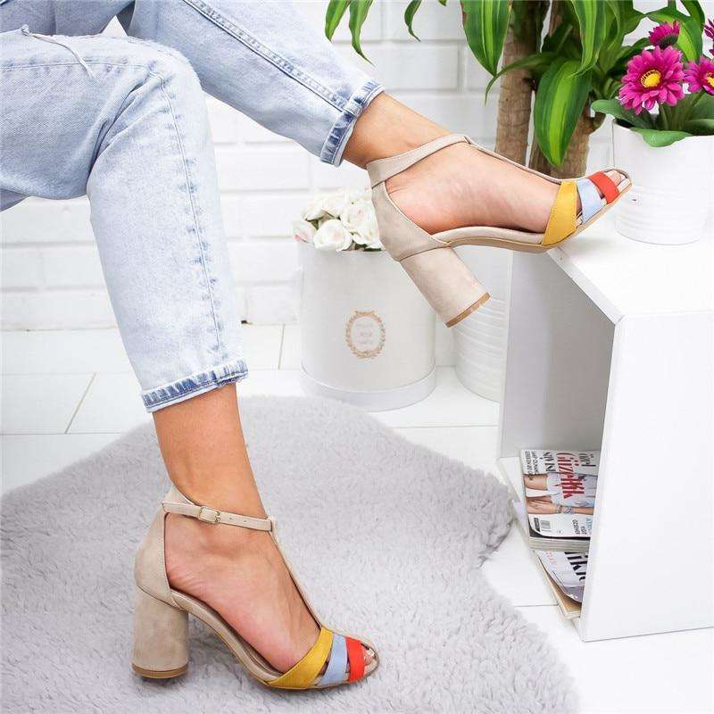 Colored Strap Line Heels