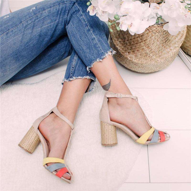 Colored Strap Line Heels